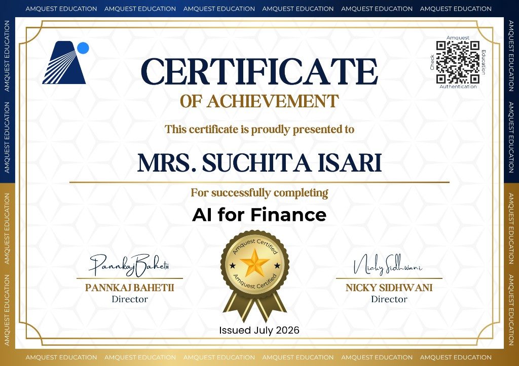 Sample certificate — AI for Finance